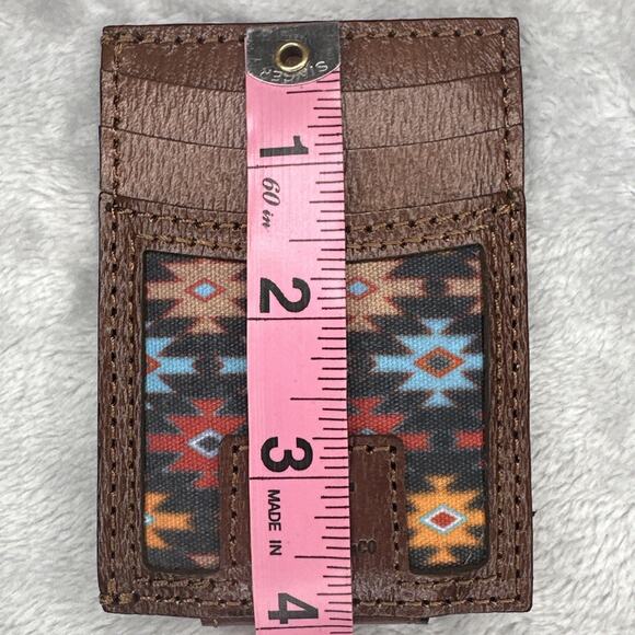 Red Dirt Hat Co Front Pocket Wallet Card Holder Magnetic Clip Aztec Leather - Picture 6 of 9